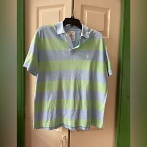 Nautica Men's Light Blue and Green Polo Shirt